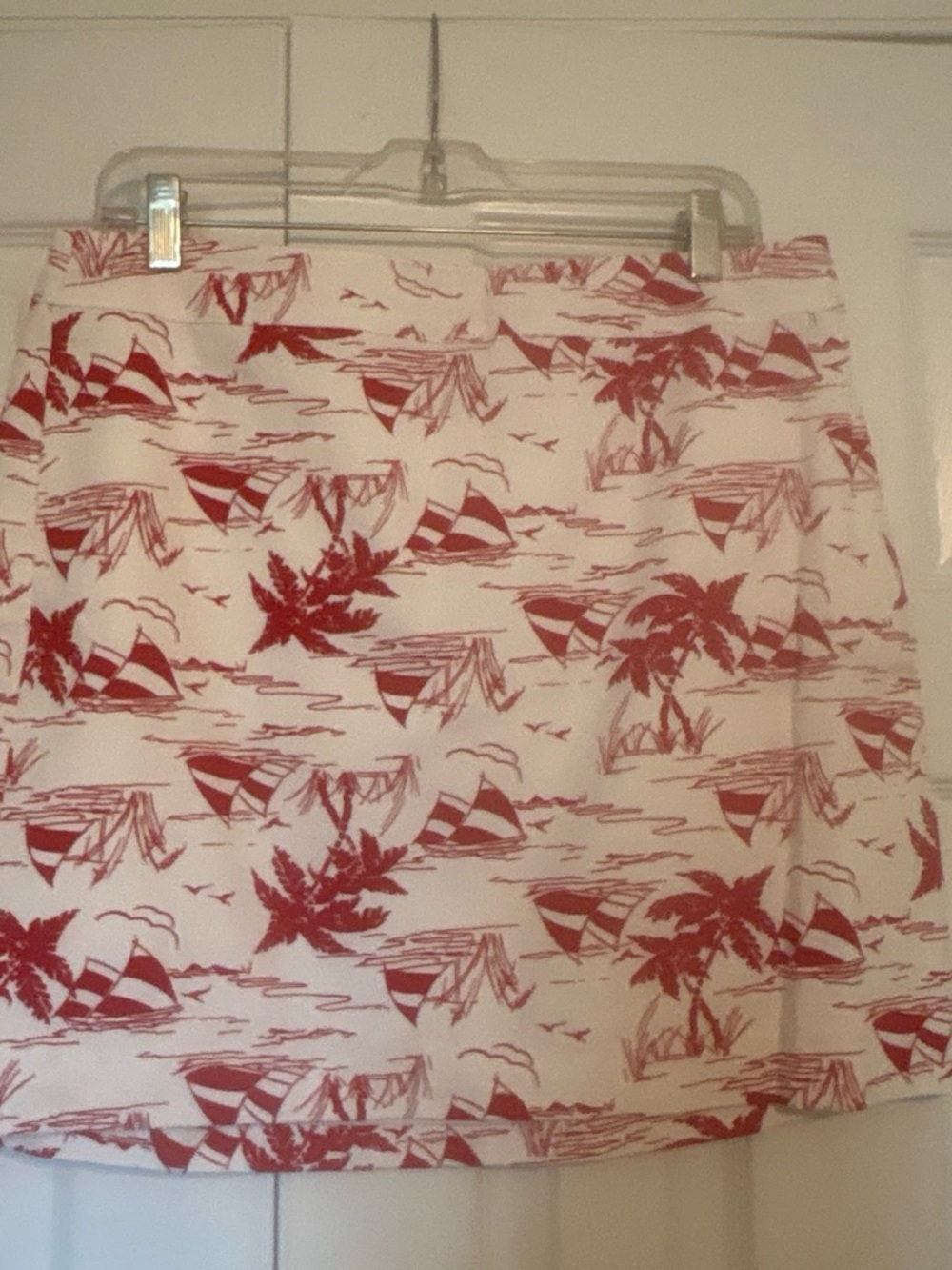 Talbots White Mini Skirt with Red Nautical Print